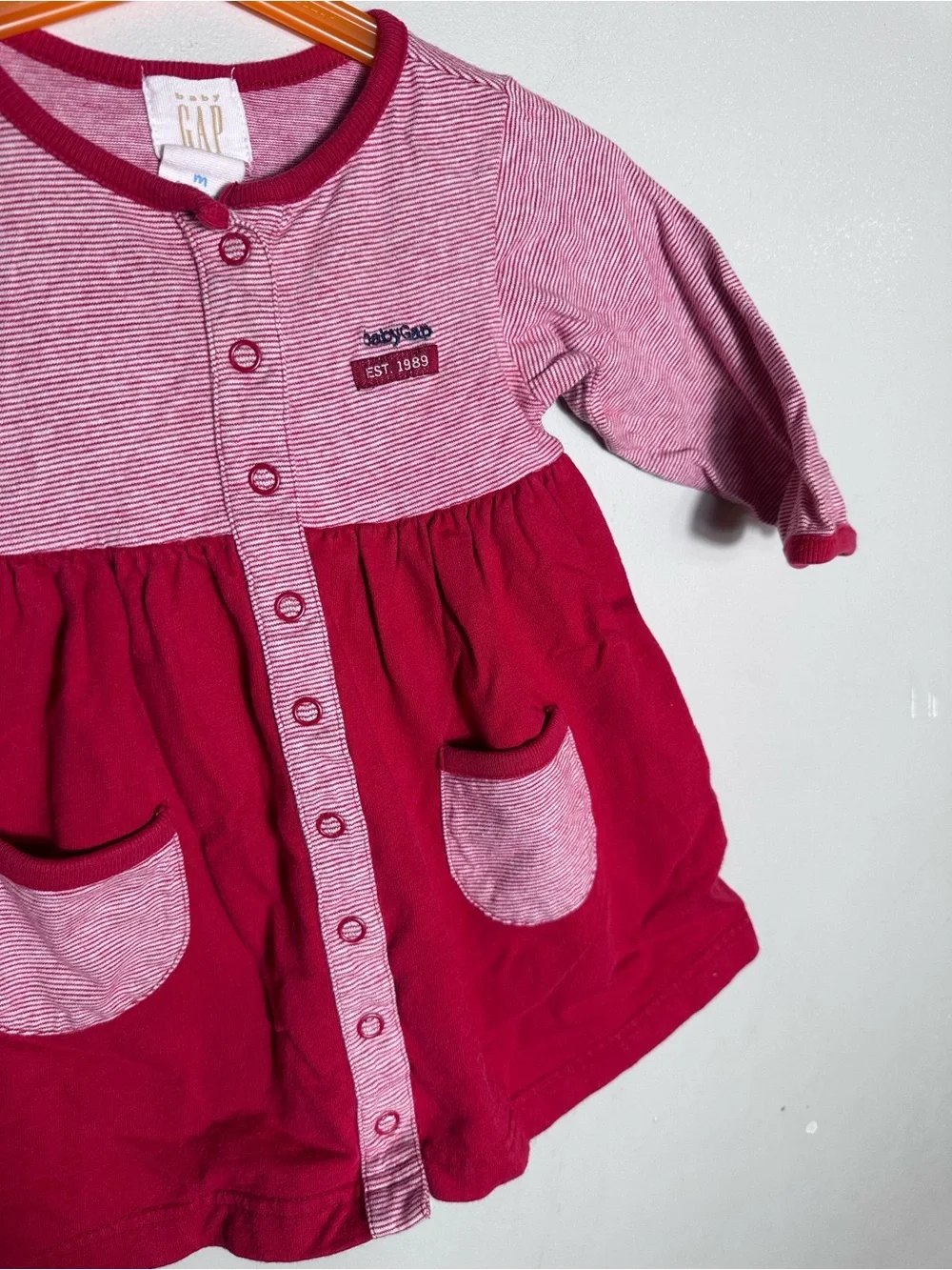 Vintage 90s GAP Striped Baby Dress with Button Front